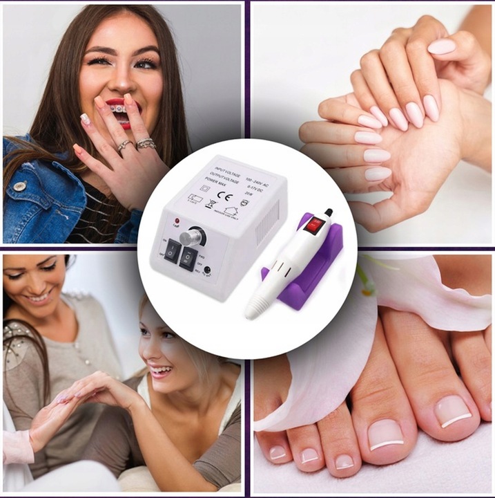 FREZARKA DO PAZNOKCI MANICURE PEDICURE PROFESJONALNA MOCNA 20W frezy zestaw