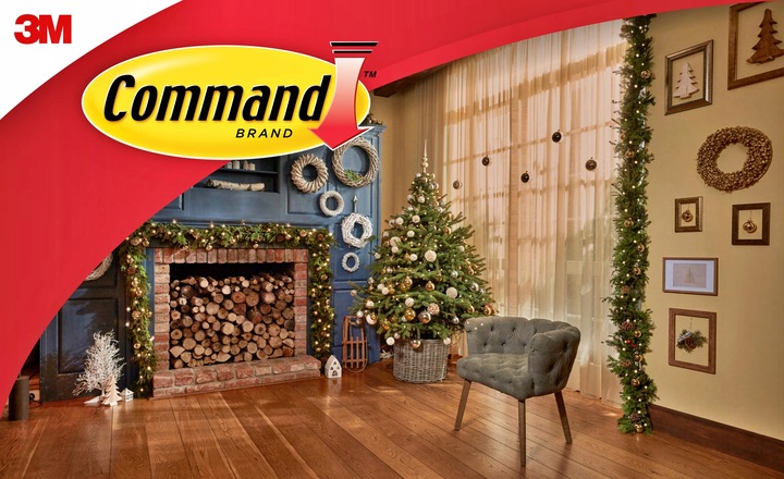 Haczyki Samoprzylepne COMMAND na Ozdoby Świąteczne 40 szt