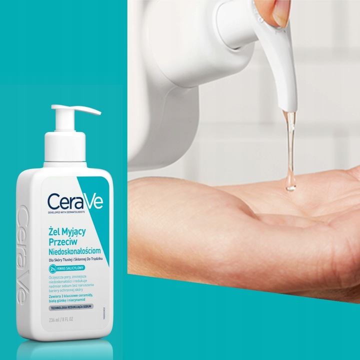 CeraVe Plasterki na niedoskonałości, 2x Żel myjący 236ml + GRATIS