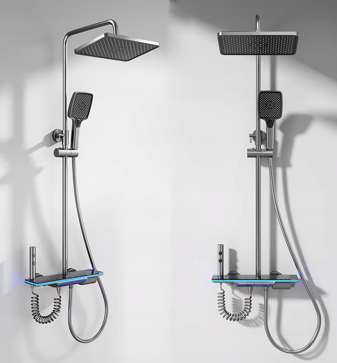 PRYSZNIC KOLUMNOWY Z WYŚWIETLACZEM LCD BATERIĄ TERMOSTATEM DESZCZOWNICA 4w1