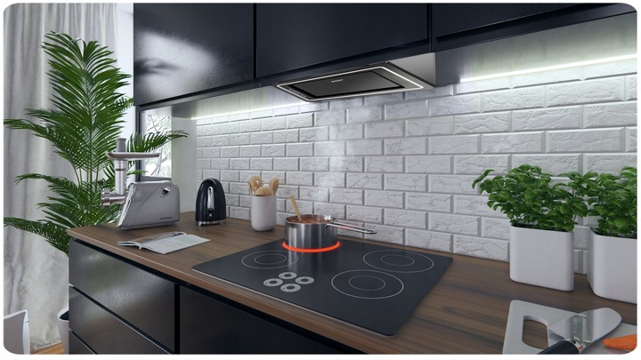 Okap kuchenny podszafkowy do zabudowy 52cm czarny LED premium Berdsen