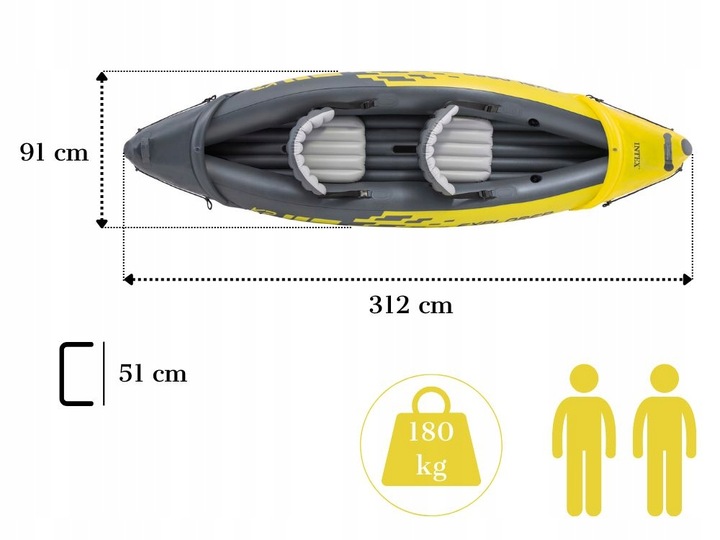 Kajak 2os. Explorer K2 Intex 68307 Pompka Wiosla MODEL 2024