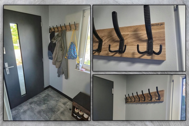 Wieszak ścienny na ubrania Modern drewniany Oak 80cm do przedpokoju