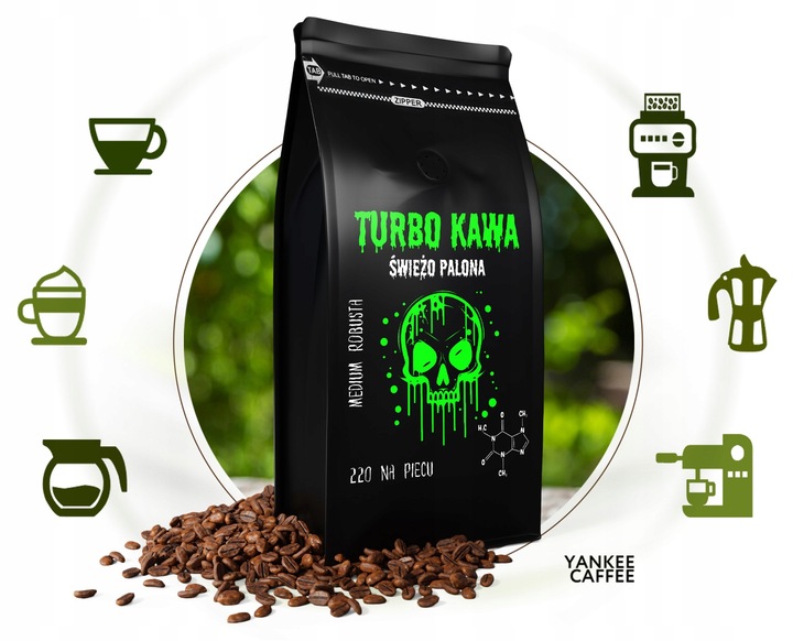 TURBO Kawa ziarnista Do ekspresu 1kg 100% Robusta 220 NA PIECU