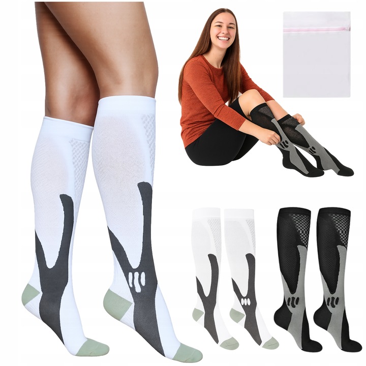 2x SKARPETY KOMPRESYJNE PODKOLANÓWKI UCISKOWE PRZECIWŻYLAKOWE UNISEKS