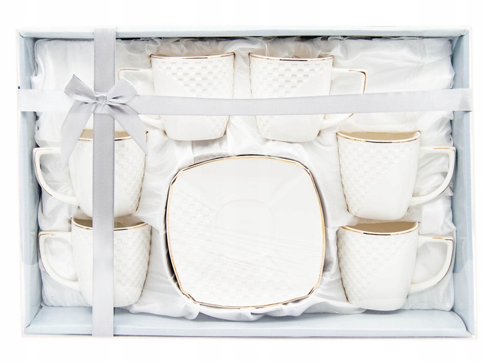 Serwis kawowy zestaw filiżanek ze spodkiem 240 ml 6+6 porcelanowy