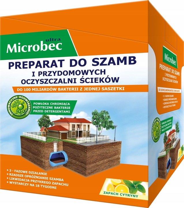 MICROBEC ULTRA preparat do szamb w saszetkach, zapach cytryny 25g x 18