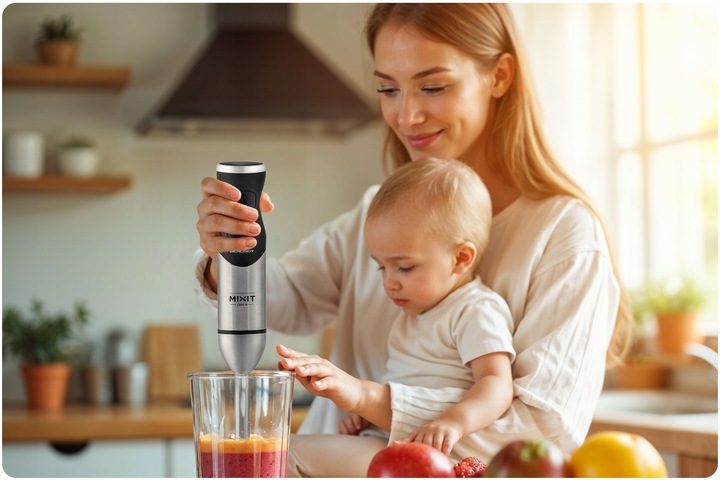 Blender ręczny 1500W czarny Berdsen tytanowe ostrza wielofunkcyjny 6w1