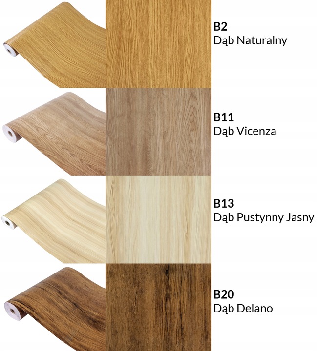 Okleina Drewnopodobna DĄB Folia Meblowa Klejowa 90x210cm Wzory Do