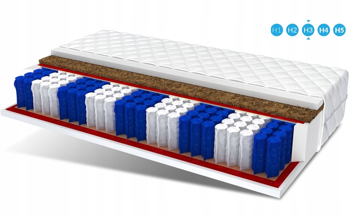 Materac 140x200 pocket 9stref kokos VIDA Premium