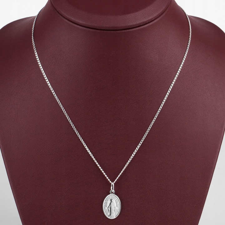 SREBRNY ŁAŃCUSZEK I MEDALIK KOMUNIA CHRZEST 50 CM