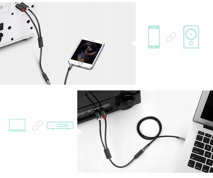 Kabel Przewód Audio JACK 3,5 2x RCA Chinch STEREO HQ Przejściówka