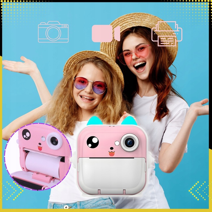 MINI DRUKARKA DRUKUŚ TERMICZNA APARAT NATYCHMIASTOWY DLA DZIECI i 11 ROLEK