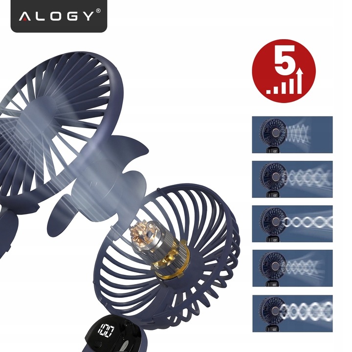 Wiatraczek Wentylator wiatrak stojący ręczny biurkowy cichy mocny USB-C