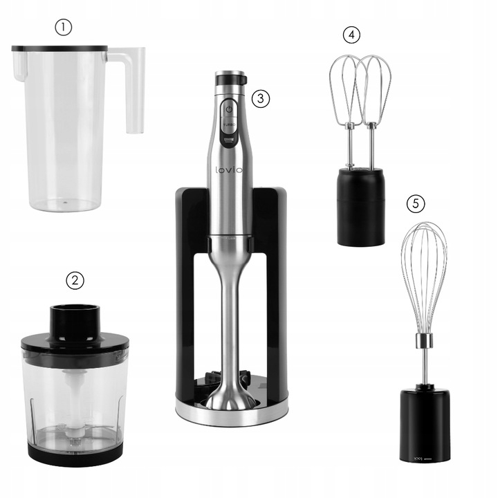 BLENDER RĘCZNY mikser wielofunkcyjny MOCNY malakser TYTANOWE OSTRZA