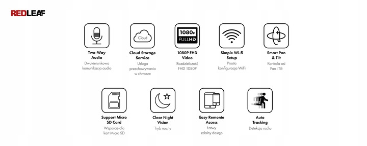 Kamera WiFi do monitoringu domu Redleaf IP Cam 100
