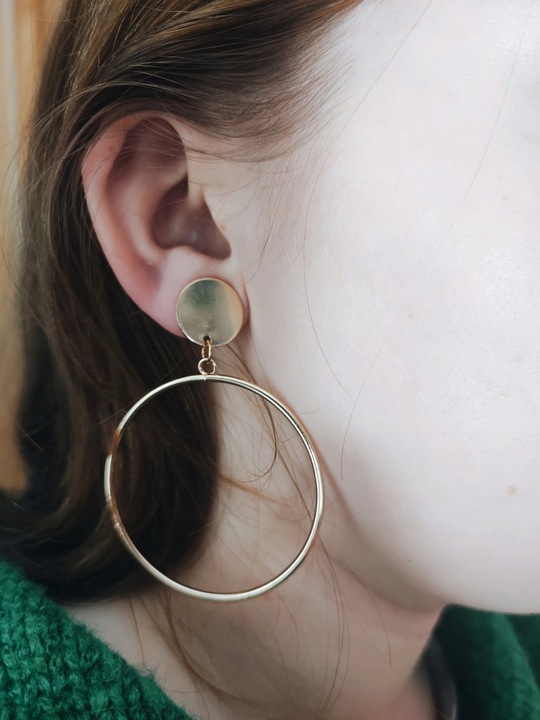 Klipsy wiszące geometryczne złote codzienne c94