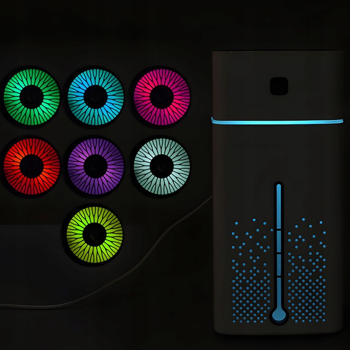 NAWILŻACZ POWIETRZA DYFUZOR ZAPACHOWY AROMATERAPIA LAMPKA LED CZARNY