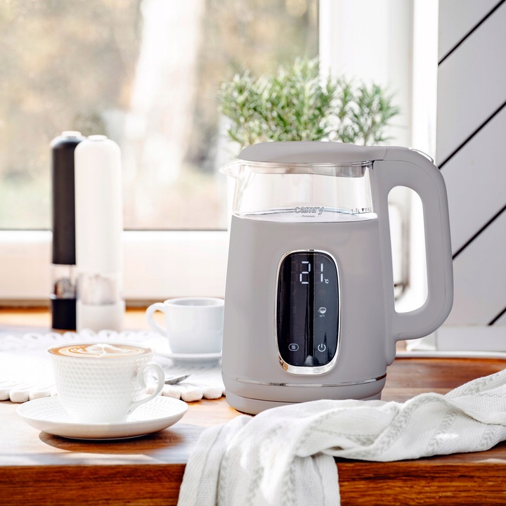 Czajnik Elektryczny 2200W Szklany beżowy Panel LED Mocny Camry CR1383