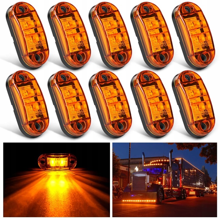 10x LAMPA OBRYSOWA OBRYSÓWKA DIODOWA LED POMARAŃCZOWA + ZESTAW ŚRUBEK