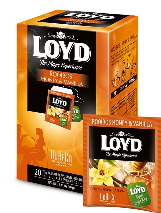 Herbata ziołowa w kopertach Loyd Rooibos miód i wanilia 20szt x10