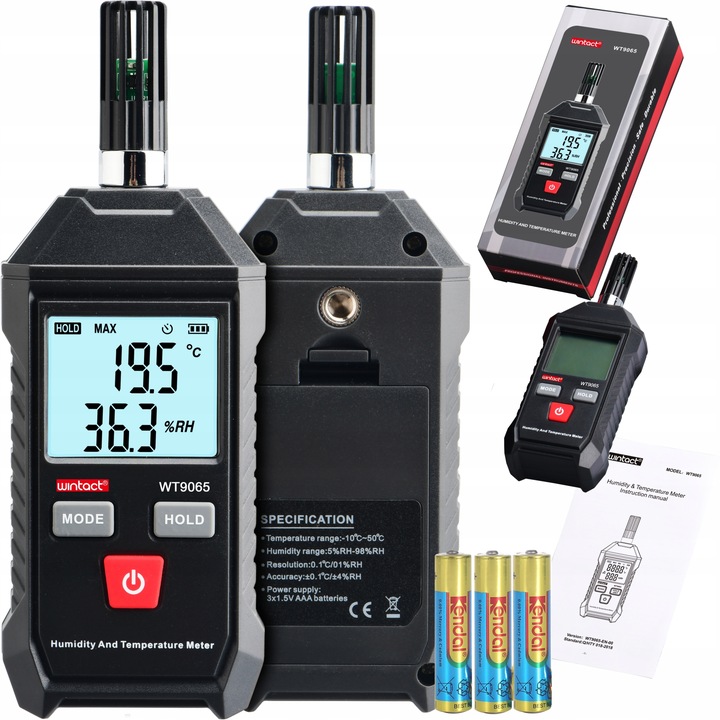 HIGROMETR WILGOTNOŚCIOMIERZ MIERNIK WILGOTNOŚCI I TEMPERATURY POWIETRZA LCD