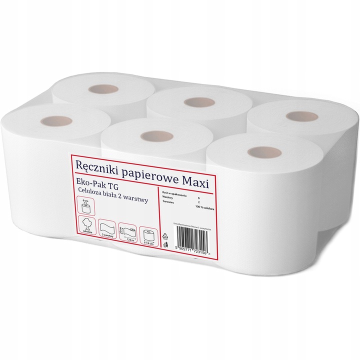Ręcznik Papierowy Biały Maxi Celuloza 2 warstwy rolowany Ręczniki MAXI