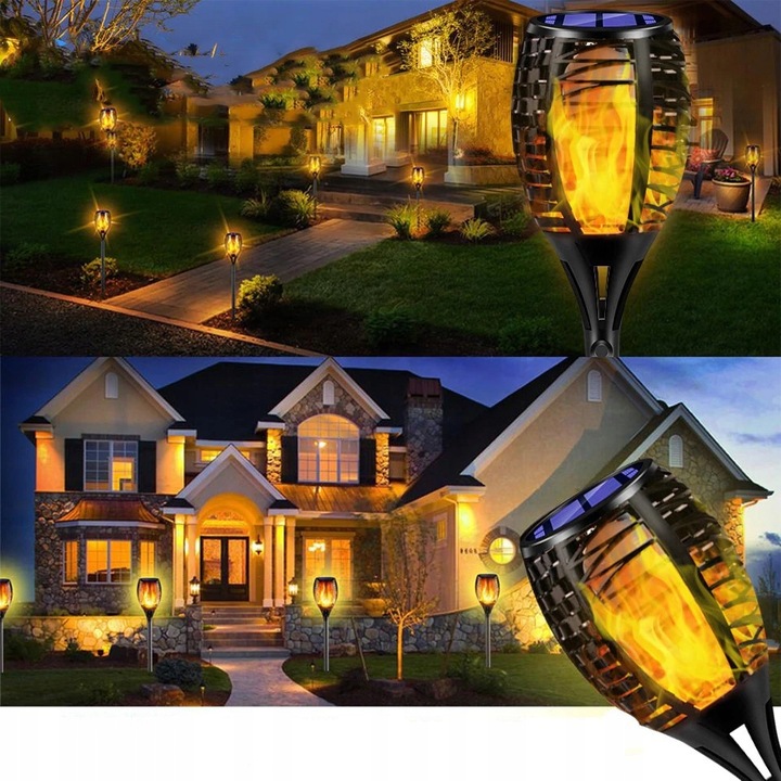 LAMPA SOLARNA POCHODNIA LAMPKI SOLARNE DO OGRODU OGRODOWE LED 4 SZTUKI