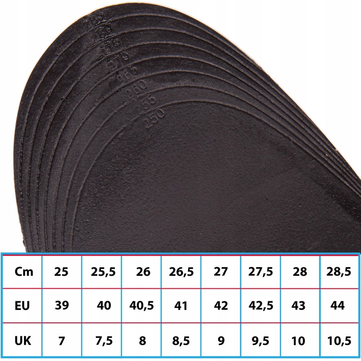 PODWYŻSZAJĄCE WKŁADKI do butów korekcja wzrostu dodają 5 cm 39-44