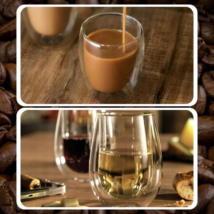 6x SZKLANKI TERMICZNE DO KAWY HERATY DRINKÓW WHISKEY 350ML MROŻONE LODY