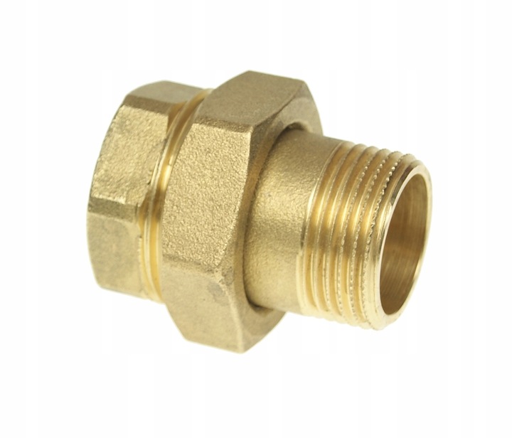 Śrubunek mosiężny 1 " cal prosty z oringiem uszczelką mocny złączka prosta