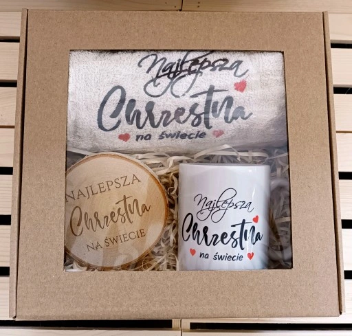 PREZENT dla od matki chrzestnej chrzest ręcznik
