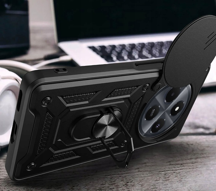 PANCERNE ETUI SLIDE RING CASE DO XIAOMI REDMI 14C | POCO C75 +SZKŁO 9H