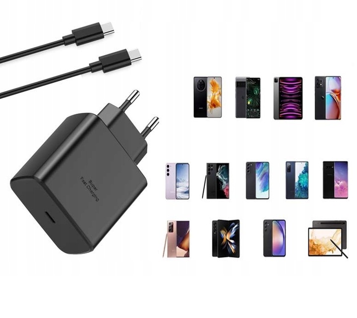 SZYBKA ŁADOWARKA DO TELEFONU SAMSUNG KOSTKA PD 45W + KABEL USB-C 2M