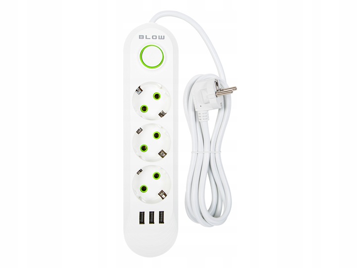 PRZEDŁUŻACZ WŁĄCZNIK 3x USB 3 GNIAZDA 2m UZIEMIENIE 3X1MM LISTWA