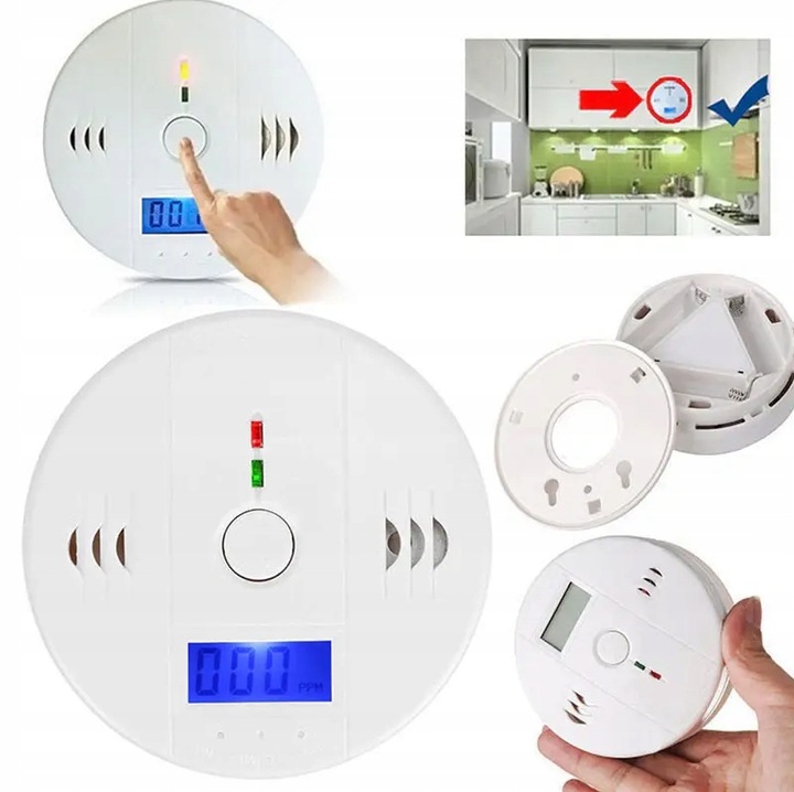 CZUJNIK CZADU DYMU GAZU CO WYKRYWACZ TLENKU WĘGLA CERTYFIKOWANY DETEKTOR