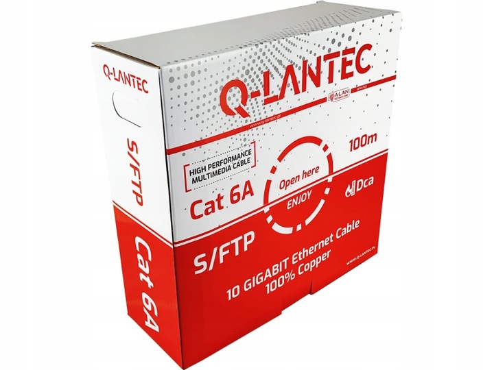Kabel skrętka S/FTP kat.6A LSOH Dca 100m 4x2x23AWG 10Gb/s 10 lat gwarancji