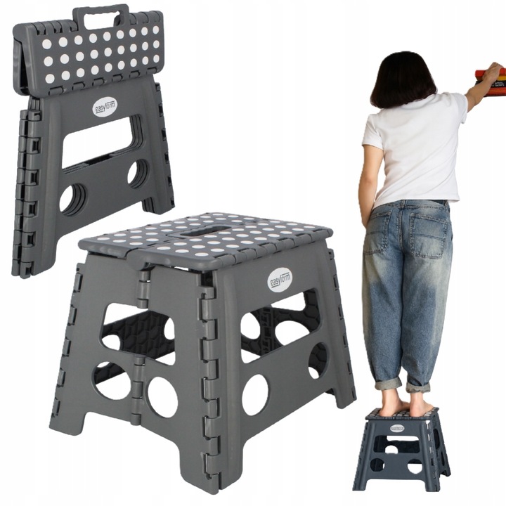Taboret składany stołek podnóżek antypoślizgowy szary Easyform 32cm