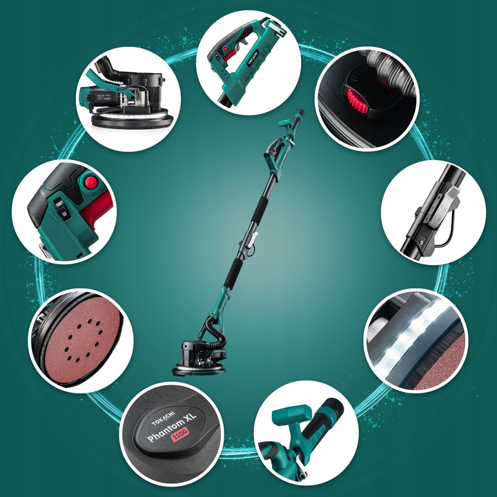 SZLIFIERKA ŻYRAFA DO GIPSU GŁADZI TYNKU ŚCIAN TYNKÓW 220cm LED +