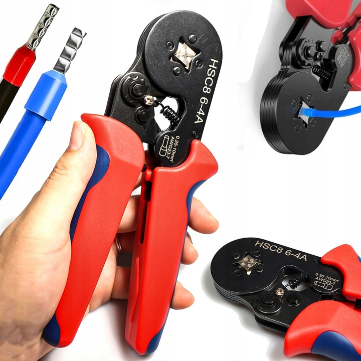 ZACISKARKA PRASKA TULEJEK KONEKTORÓW KOŃCÓWEK KABLI PRZEWODÓW ZESTAW