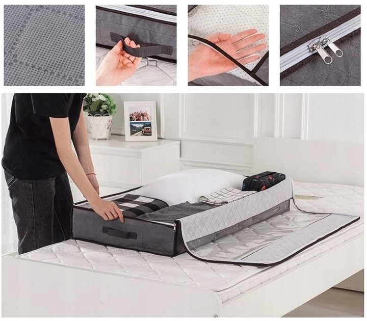 DUŻY ORGANIZER POJEMNIK POKROWIEC POD ŁÓŻKO Na POŚCIEL KOŁDRĘ ZABAWKI