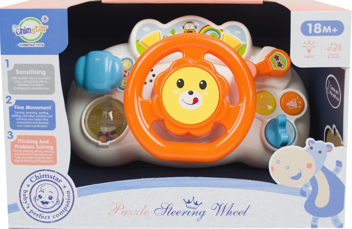 INTERAKTYWNA KIEROWNICA MALUCHA DO ZABAWY DLA DZIECI ŚWIECI GRA DO WÓZKA