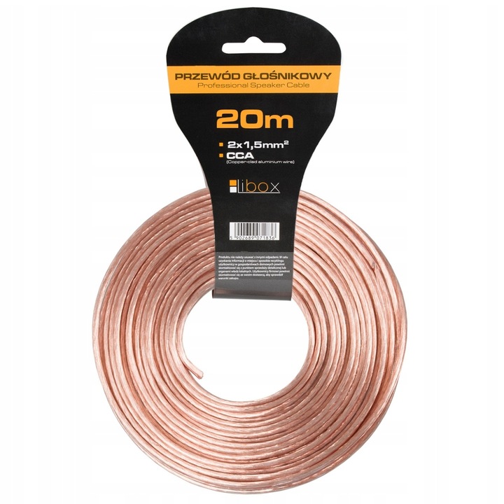 KABEL PRZEWÓD GŁOŚNIKOWY DWUŻYŁOWY CAR HI-FI AUDIO 2 x 1,5mm CCA HQ 20