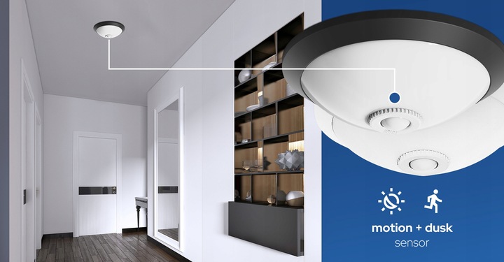 HOROZ Plafon Lampa Sufitowa z Czujnikiem Ruchu i Zmierzchu 360° 2xE27