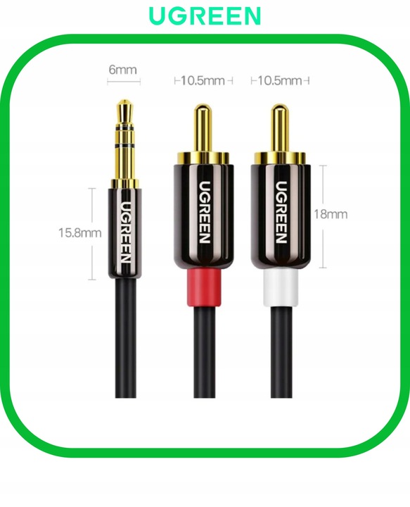 Kabel Przewód Audio JACK 3,5 mm 2x RCA Chinch STEREO 5M HQ Pozłacany