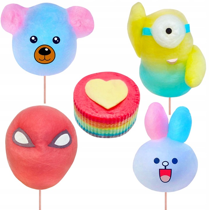 KOLOROWY Cukier do Waty Cukrowej do Maszyny Smakowy PATYCZKI ZESTAW