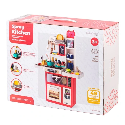 KUCHNIA DLA DZIECI ŚWIATŁO OKAP Z DŹWIĘKIEM KRAN PARA WODA TABLICA KREDOWA