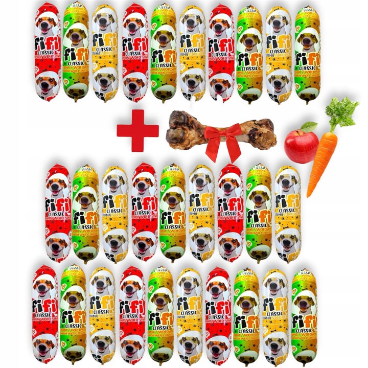 NOWY SMAK! 29x1KG Karma dla psa baton FIFI - 83% mięsa Z WARZYWAMI + GRATIS