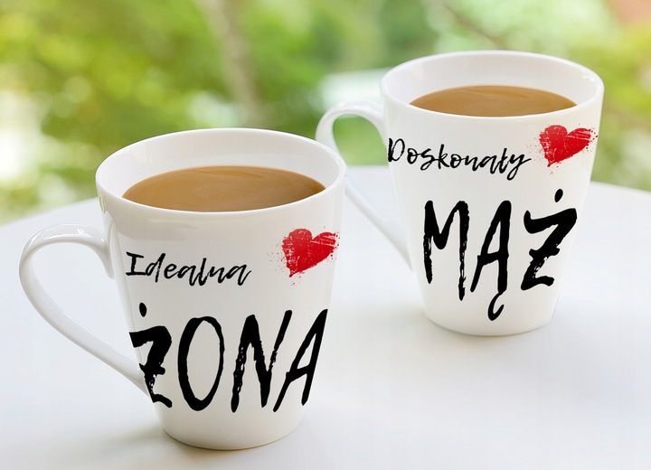 PREZENT ŚLUBNY ZESTAW KUBKÓW LATTE ŻONA i MĄŻ W SKRZYNCE KOMPLET KUBKI