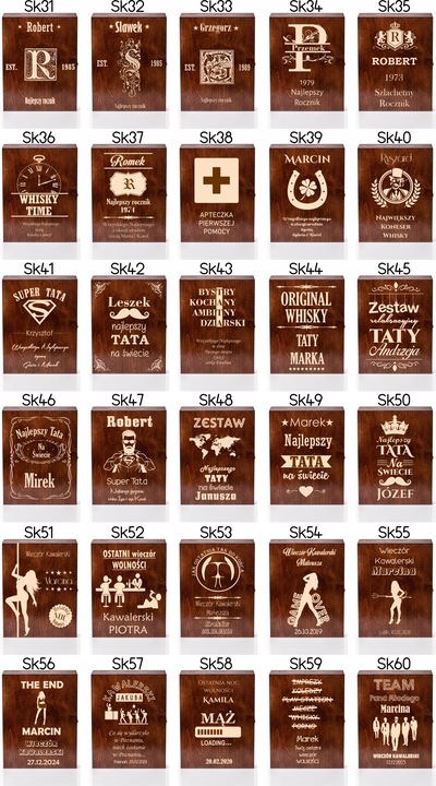 SKRZYNKA KARAFKA SZKLANKI DO WHISKY Z GRAWEREM!